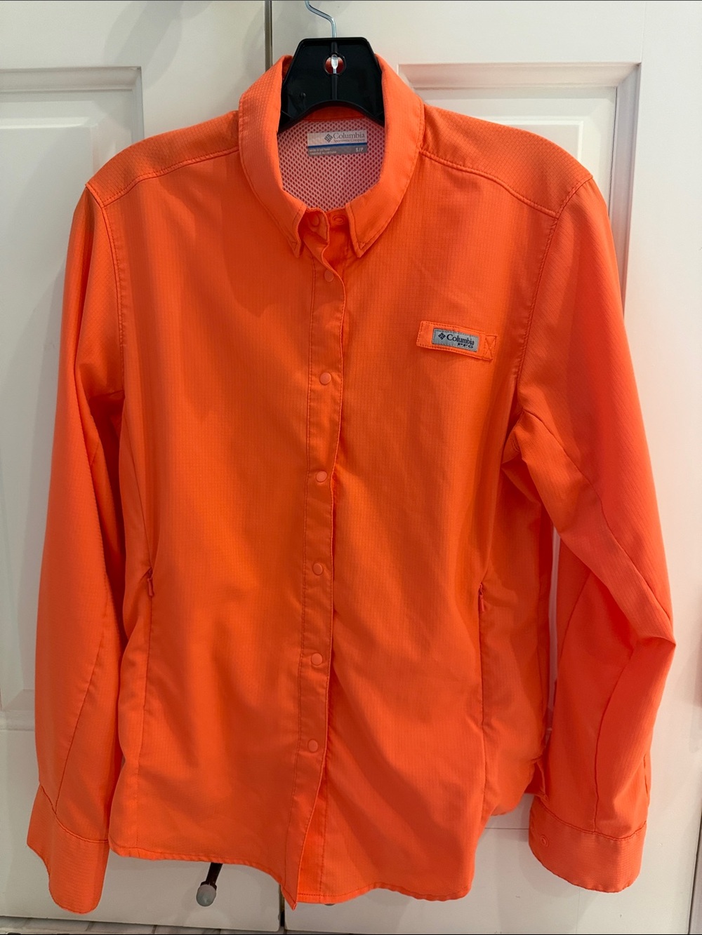 Columbia Orange Long-Sleeve Button-Front Outdoor Shirt
